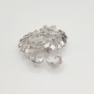 Silver Brooch with Rhinestones